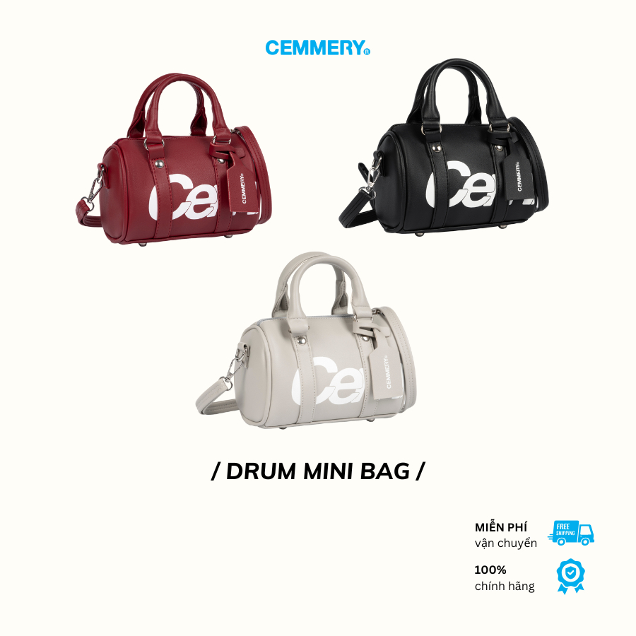 Túi Đeo Chéo CEMMERY Local Brand Chính Hãng Drum Mini Bag Da PVC Form Túi Trống Hình In 3 Màu