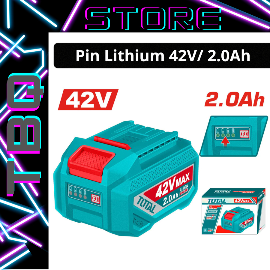 Pin Lithium 42V TOTAL TFBLI42201 Dung Lượng 2.0Ah - Có Đèn LED Báo Pin, Tương Thích Hệ P42M TOTAL