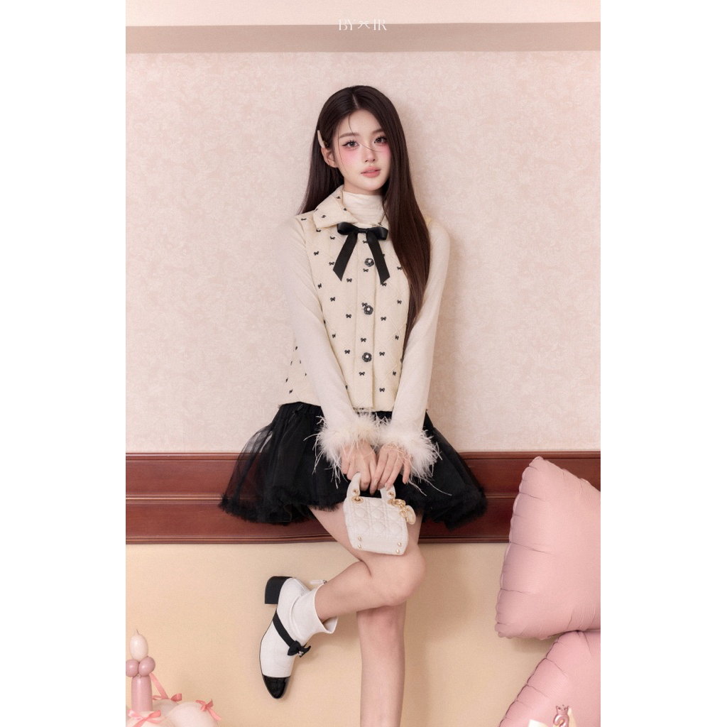 BY IR - Gile Phao Màu Kem Tiểu Thư / Mallow Gilet