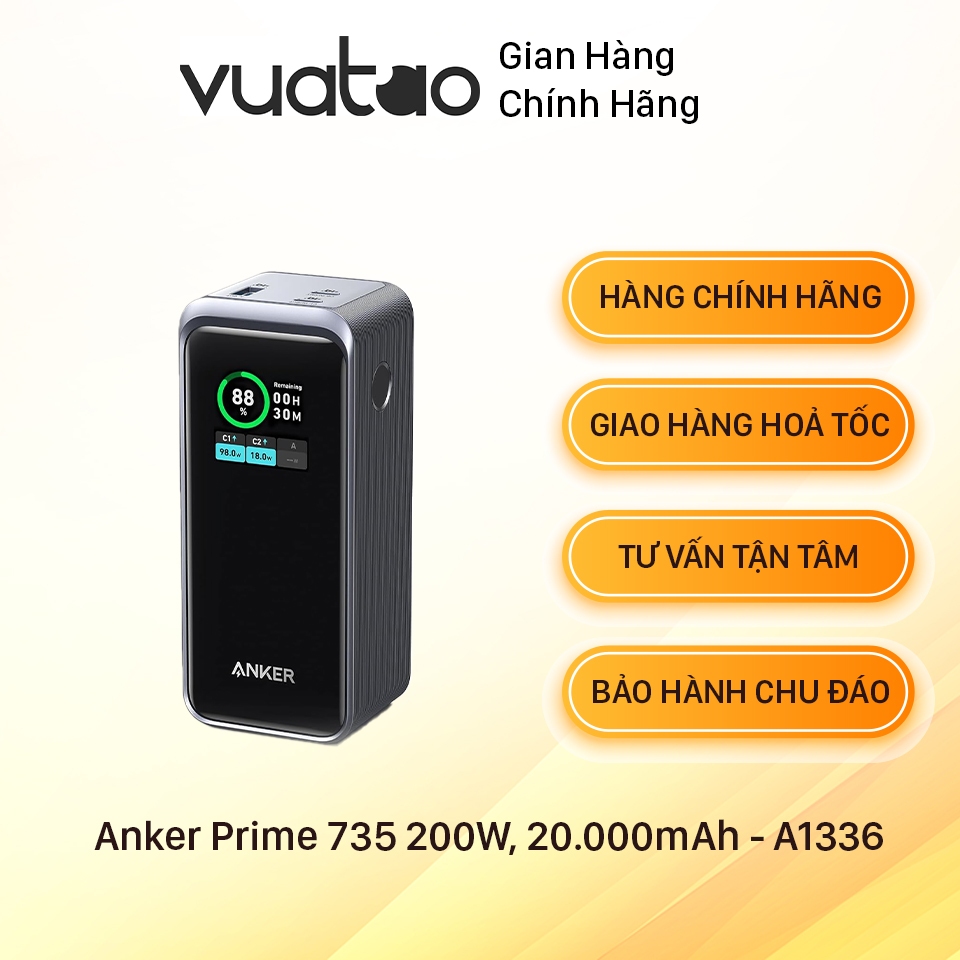 [HOẢ TỐC] Anker Prime 735 PowerCore 200W, 20.000mAh - A1336