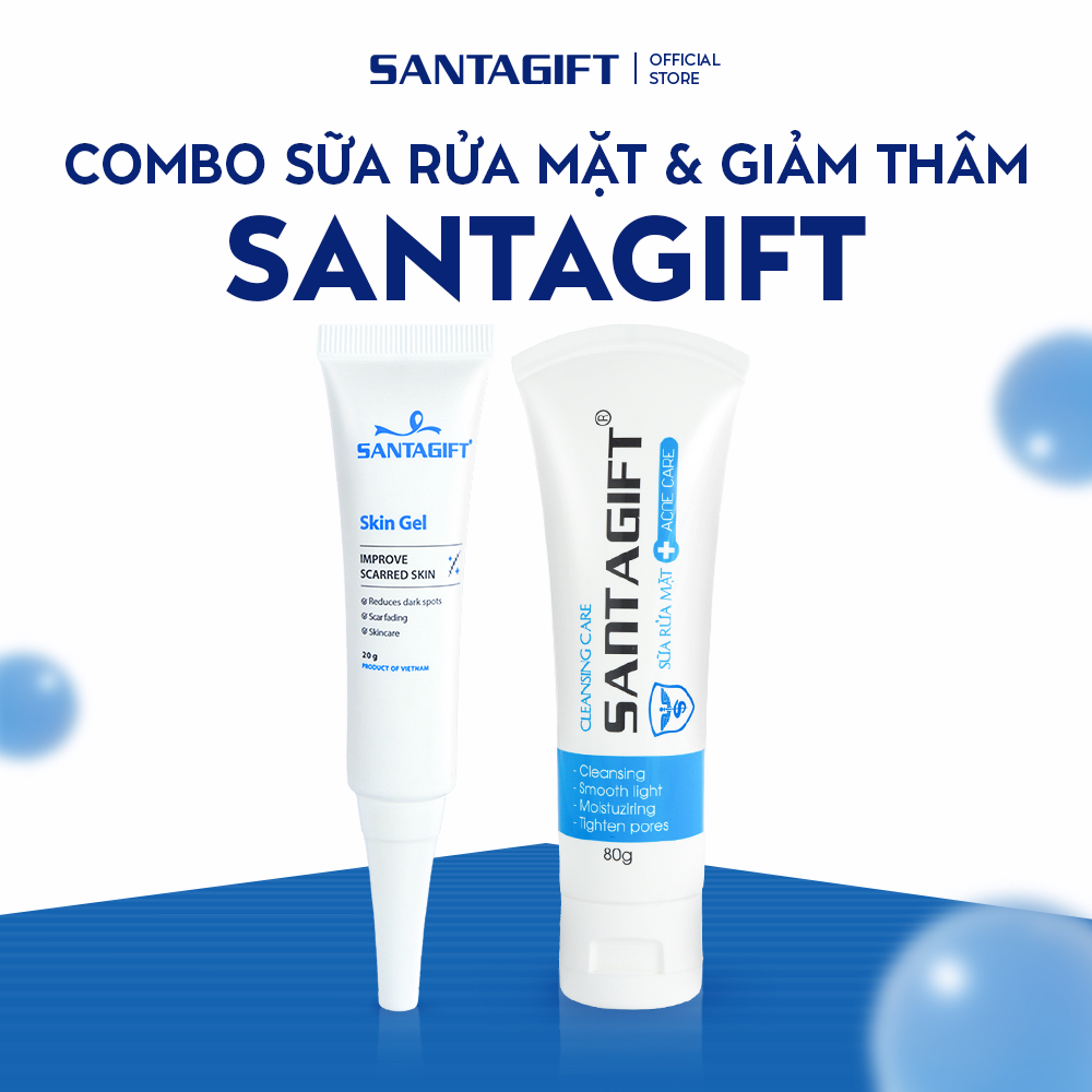 Combo Sữa Rửa Mặt Và Gel Giảm Thâm Gamma Santagift 80g và 20g - 1SRM 1SGL
