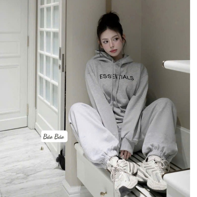 (hàng loại 1)Set Đồ Thu Đông,Set Đồ Nữ Kiểu Dáng Áo Dài Tay Mũ Liền Mix Quần Suông Đơn Giản A352