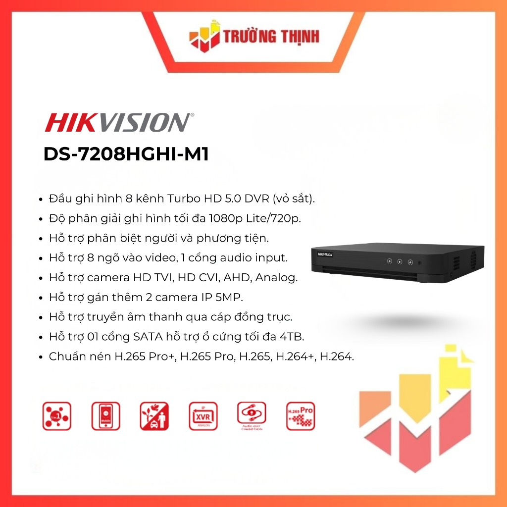 Đầu ghi hình Hikvision 8 kênh HD Turbo DS-7208HGHI-M1