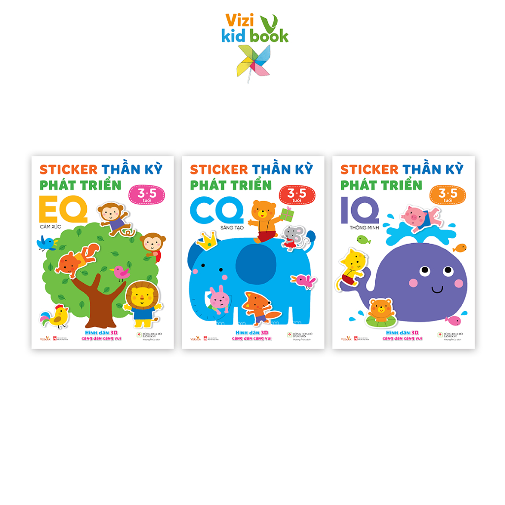Sách thiếu nhi - Combo 3 cuốn Sticker Thần Kỳ Phát Triển IQ, CQ, EQ - Sách tương tác - Dành cho trẻ 