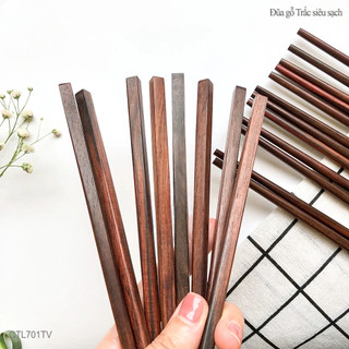 Bộ 10 đôi đũa gỗ trắc Choice màu và vân gỗ tự nhiên, không chất nhuộm màu, tảy rửa độc hại.