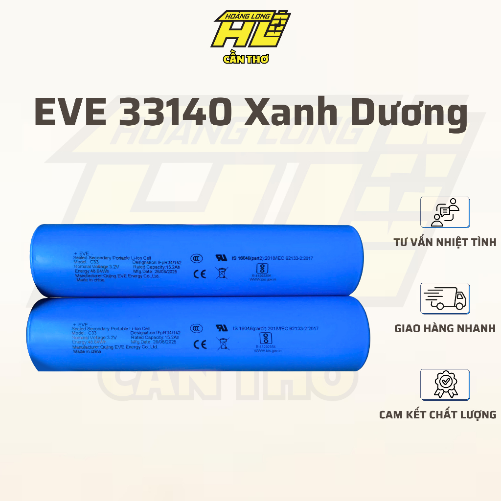 Xanh Dương EVE 33140 15Ah - Tặng Kèm Khung