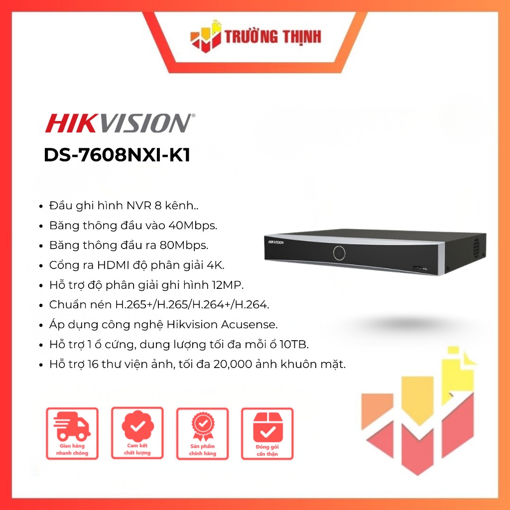 Đầu ghi hình IP 8 kênh AcuSense HIKVISION DS-7608NXI-K1