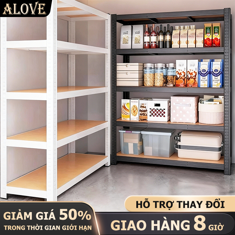 ALOVE Kệ Sắt V Lỗ 3 4 5 6 Tầng Gỗ MDF Dày Bền Bỉ Kệ Lắp Ráp Cao Cấp Đa Năng Nhiều Kích Thước