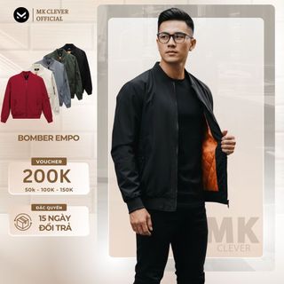 Áo Khoác Nam Bomber MK CLEVER Empo Chất liệu vải Gió trần bông dày dặn cản gió tốt trẻ trung 