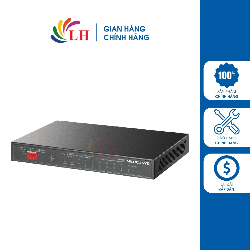 Switch Mercusys 8-Port PoE+ with 10-Port Gigabit Desktop MS110GMP - Hàng chính hãng