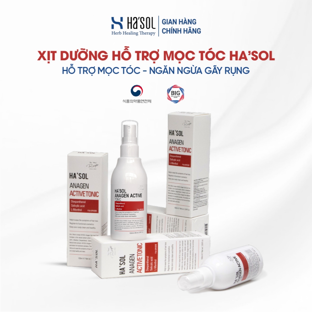 Xịt Tonic Hasol - Dưỡng Nang Tóc, Hỗ Trợ Mọc Tóc, Ngăn Rụng Dành Cho Tóc Rụng Mỏng Yếu Ha'sol Anagen Active Tonic 100ml | BigBuy360 - bigbuy360.vn