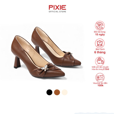 Giày Cao Gót Nữ 7cm Phối Khóa Cánh Bướm Đính Đá Pha Lê Pixie H425