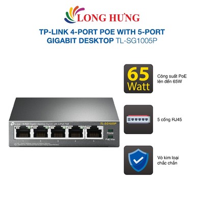 Switch TP-Link 4-Port PoE with 5-Port Gigabit Desktop TL-SG1005P - Hàng chính hãng
