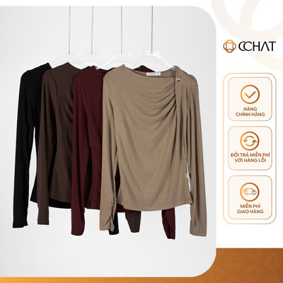 Áo Thun 𝐂𝐂𝐇𝐀𝐓 Dáng Ôm Cổ Trendy Chất Liệu Co Giãn Cao Cấp 15TDC2002OT