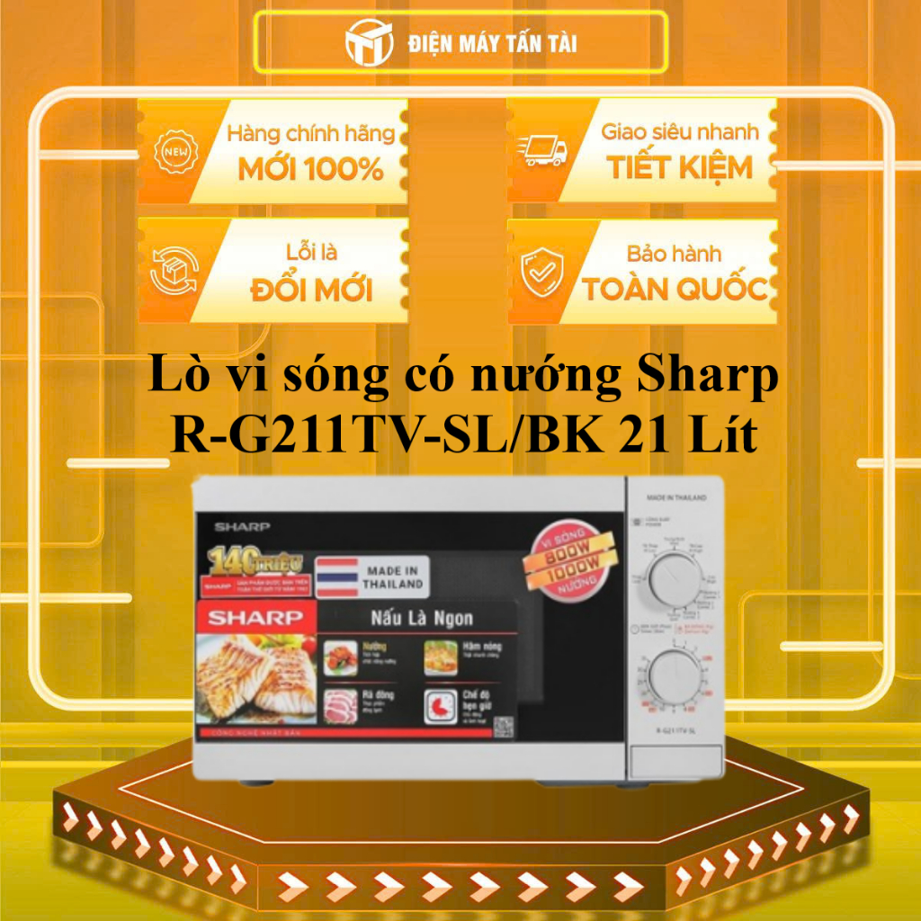 R-G211TV-SL/ R-G211TV-BK - Lò vi sóng có nướng Sharp R-G211TV-SL/BK - GIAO TOÀN QUỐC