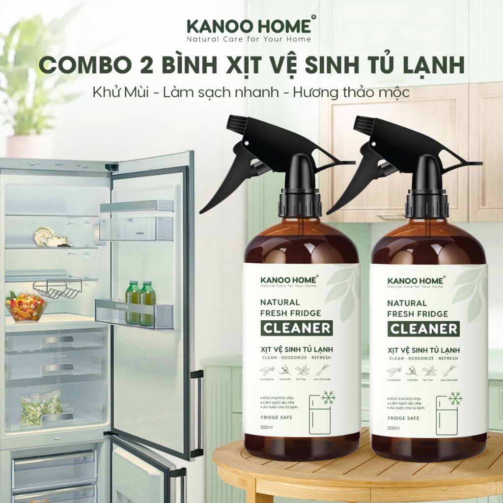 Combo 2 Bình xịt vệ sinh tủ lạnh Kanoo Home. Làm sạch nhanh chóng, khử mùi hôi. Hương thơm từ thảo m