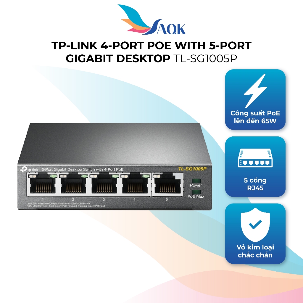 Switch TP-Link 4-Port PoE with 5-Port Gigabit Desktop TL-SG1005P - Hàng chính hãng