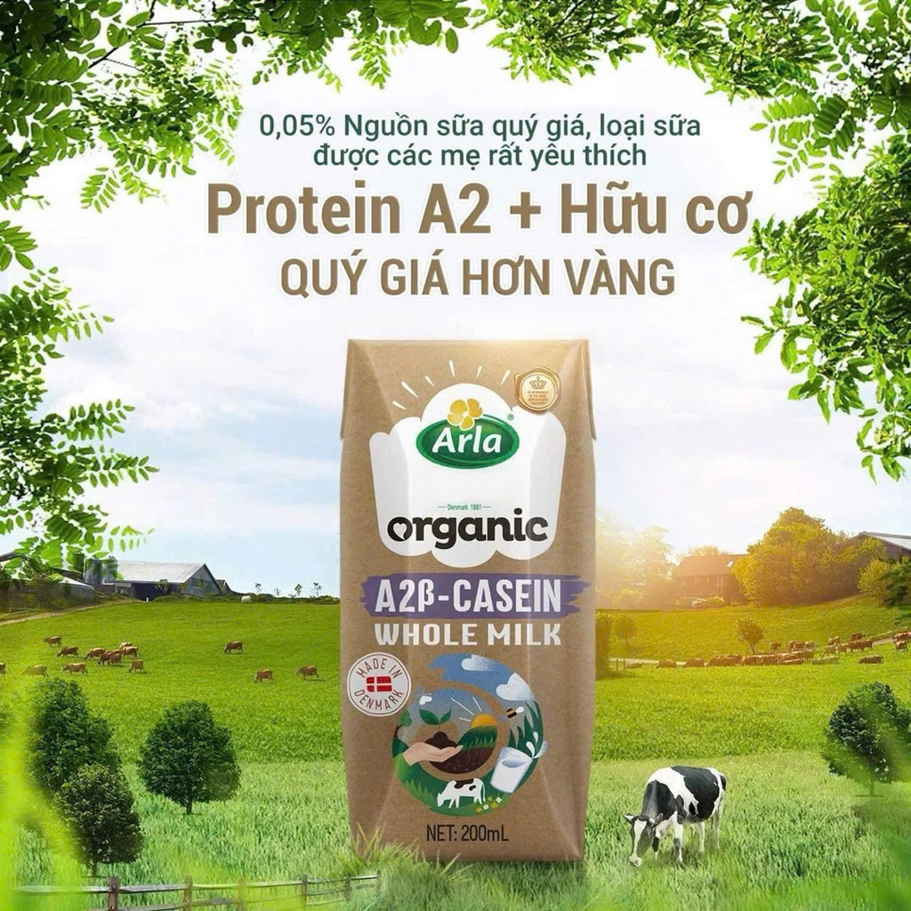 Sữa tươi hữu cơ Arla A2 thùng 20 hộp