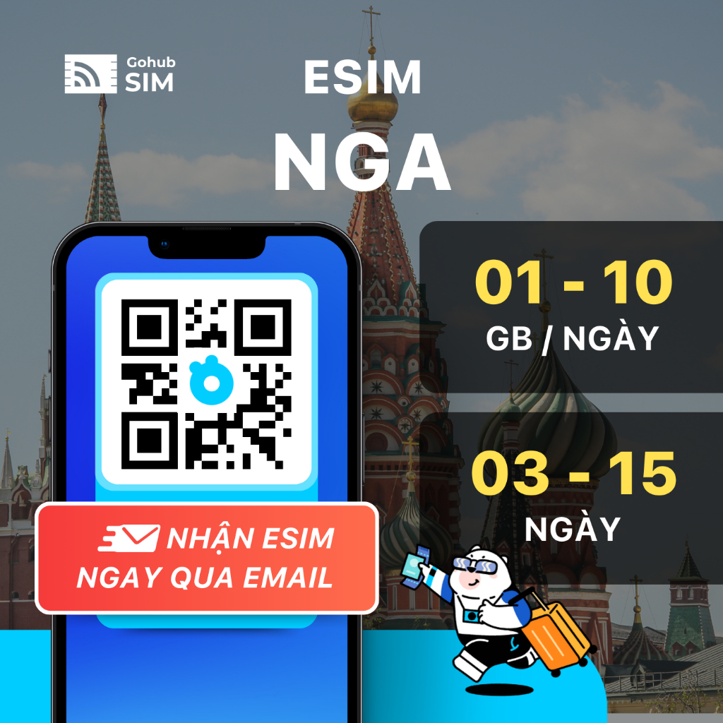 eSIM Nga 4G - Gói theo ngày (03 - 15 ngày) - Gohub gửi eSIM qua email