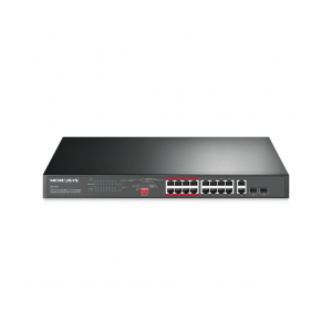 Switch POE MERCUSYS MS118CP Chính hãng (16 port PoE+ 2 port RJ45 Gigabit + 2 khe SFP, Tối đa 250m, 4