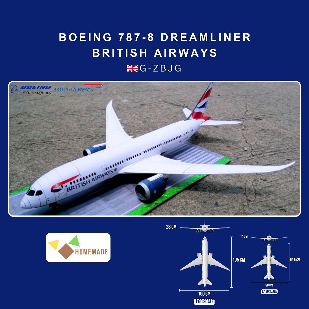 Bộ Kit Mô Hình Giấy Máy Bay Boeing 787-8 British Airways