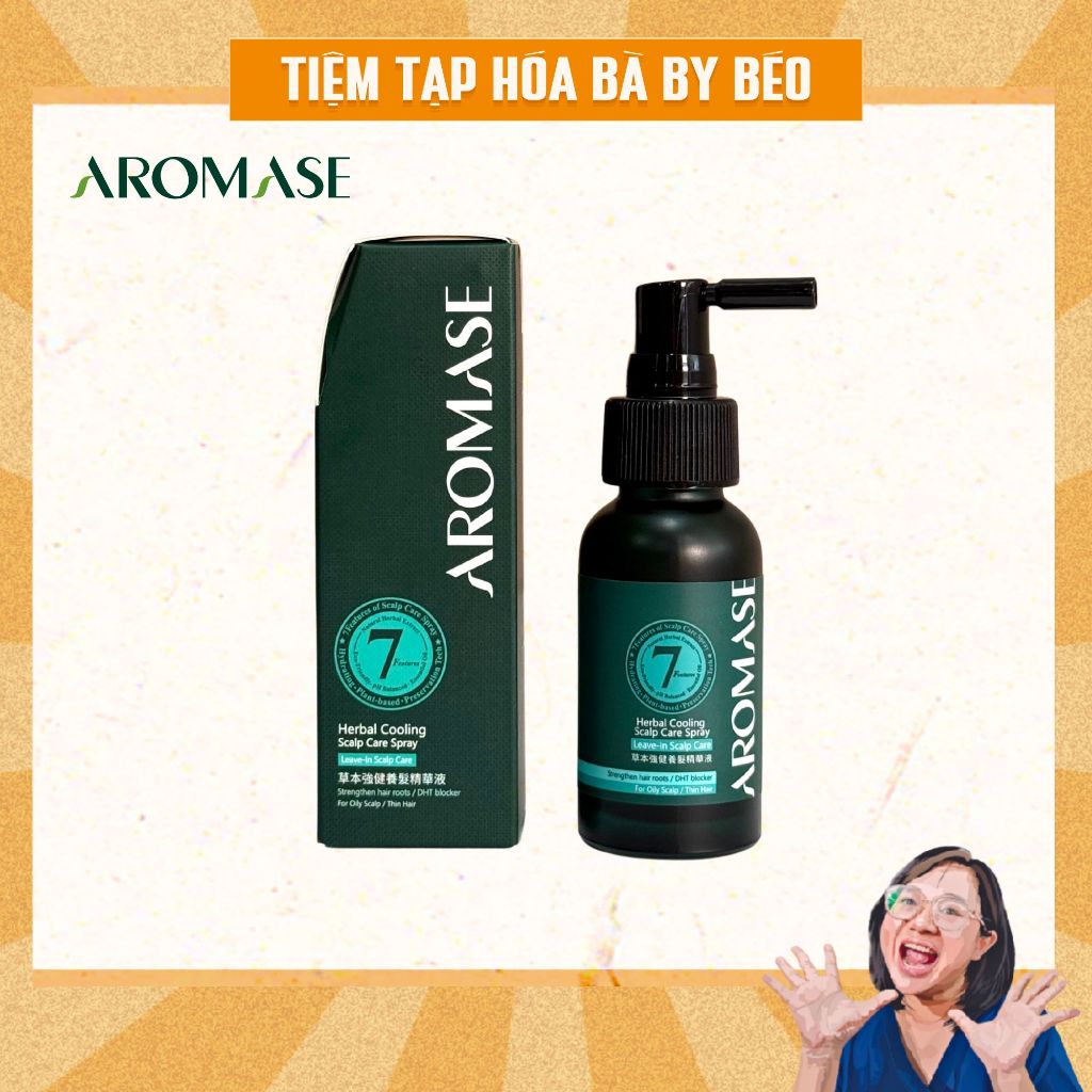 Xịt dưỡng tóc, làm dịu và giảm viêm da đầu AROMASE Herbal Cooling Scalp Care Spray 40ml