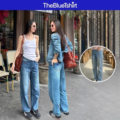 TheBlueTshirt - Quần jeans ống suông cạp cao nữ - Girl Jeans Blue City - Women