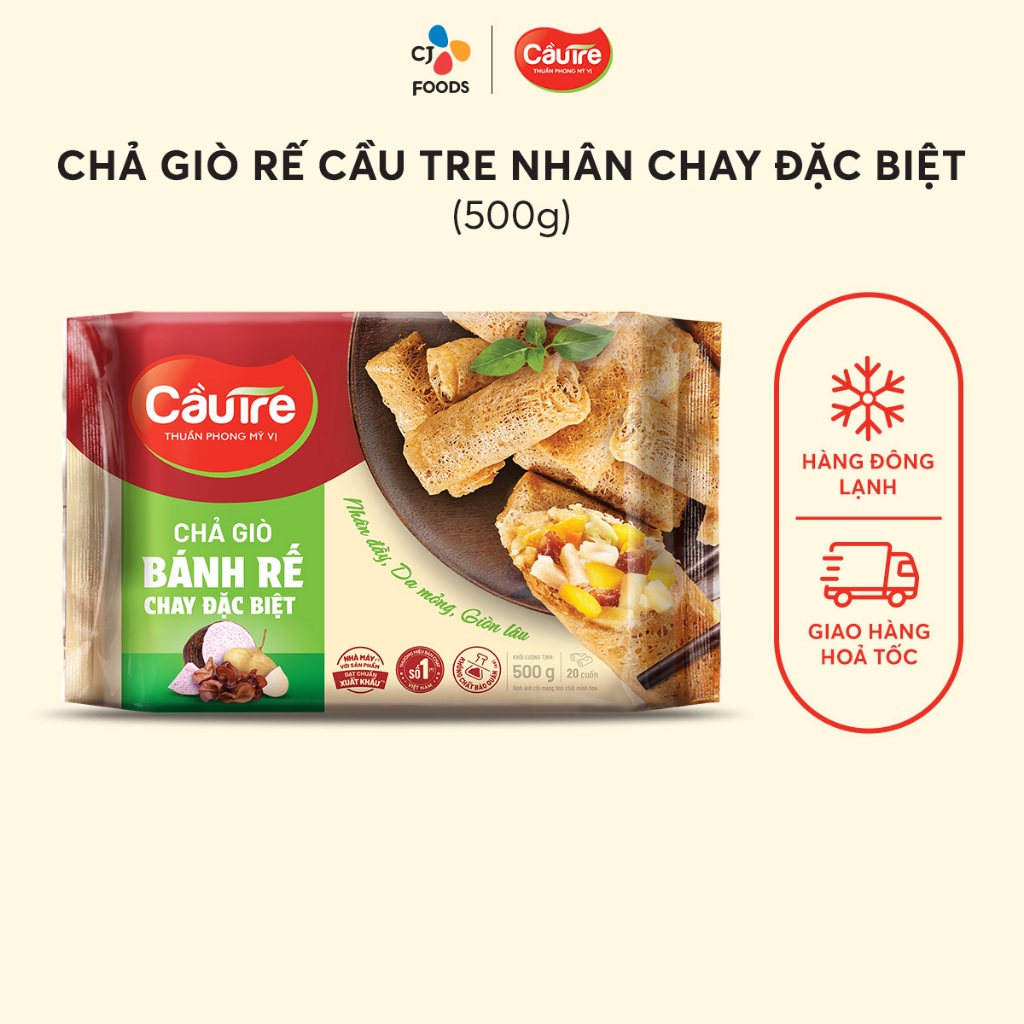[HN] Chả giò Rế Cầu Tre 500g (nhân Hải sản/ nhân Chay) ( Thịt - 300g)