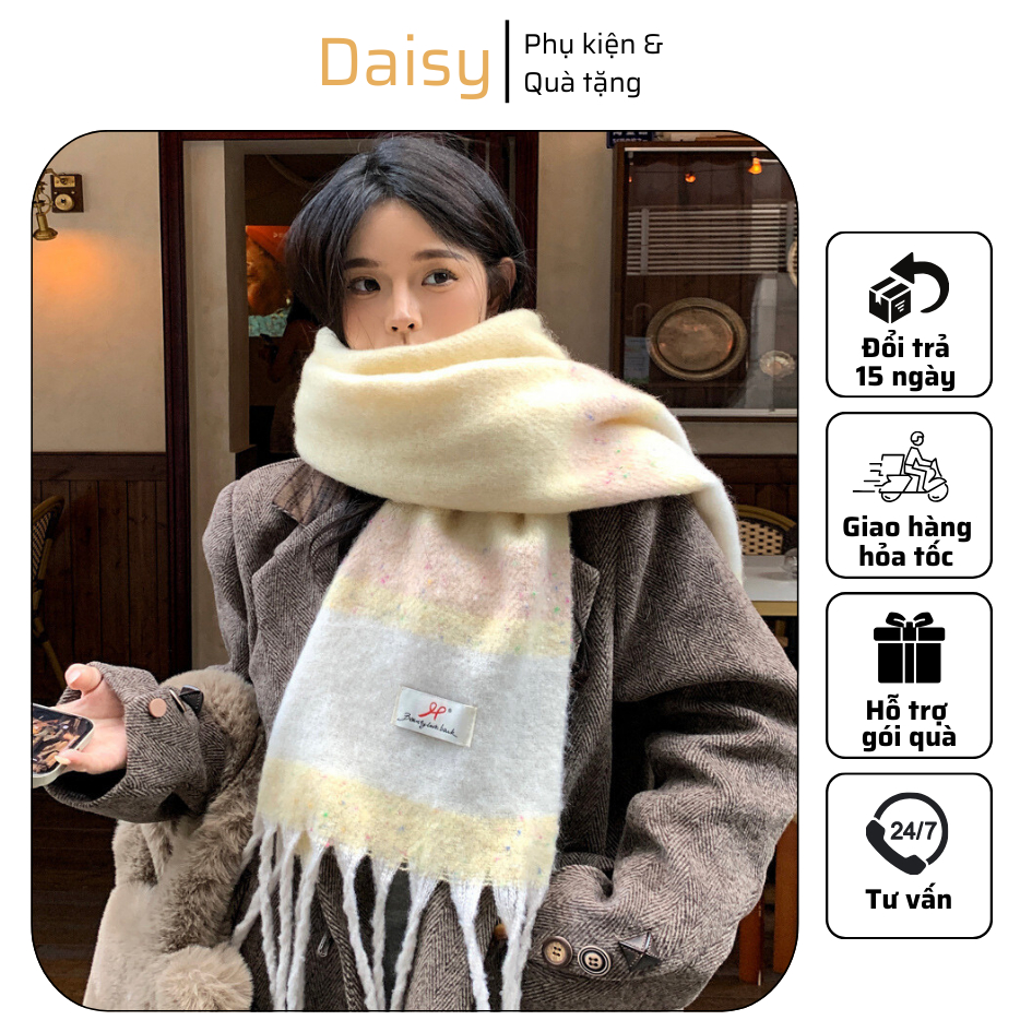 Khăn Quàng Cổ Len Unisex, Chất Len Ấm Áp Loang Màu Pastel, Nhiều Màu Phong Ccash hàn Quốc - DAISY - 