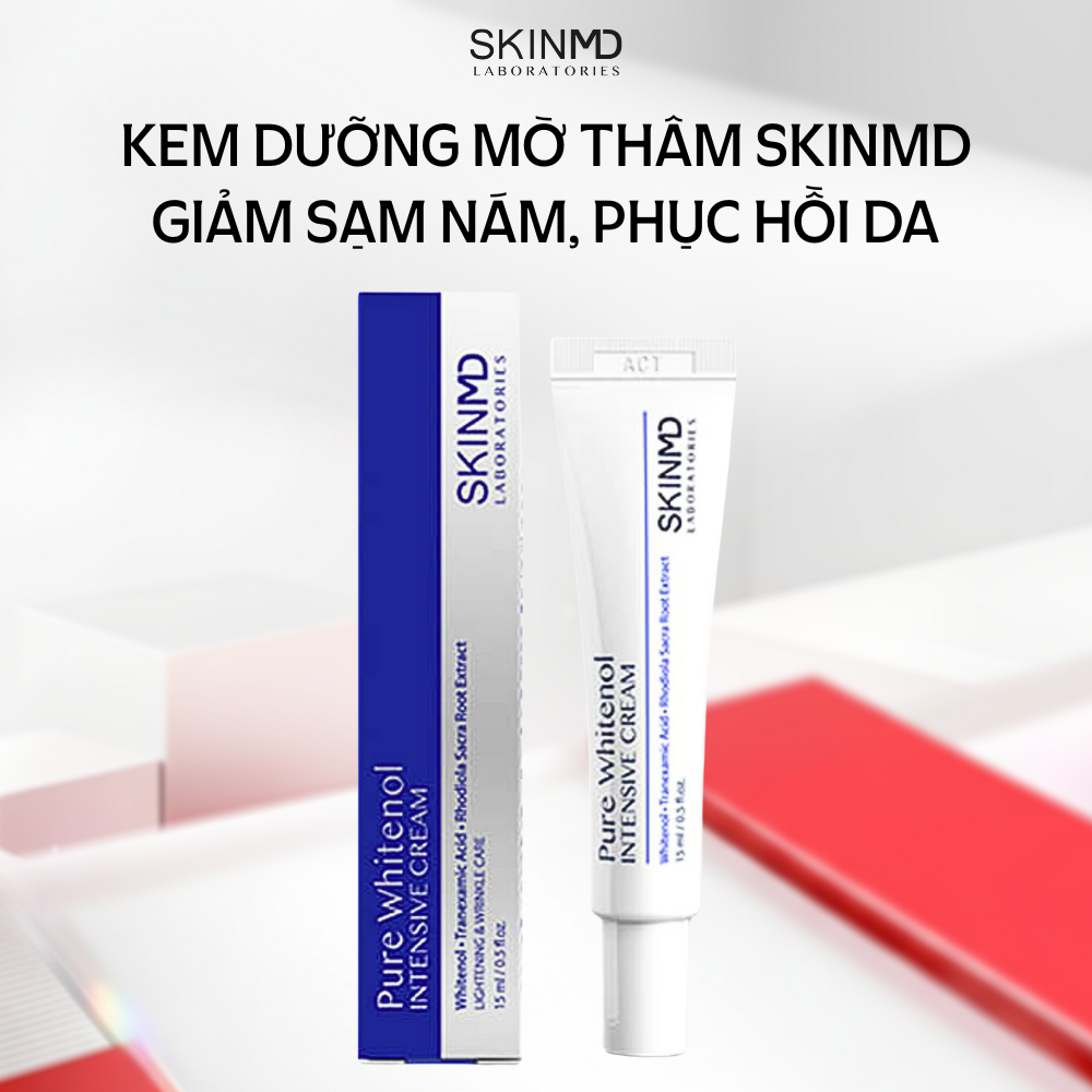  Kem giảm sạm nám và phục hồi làn da mỏng yếu nhạy cảm Skinmd Pure Whitenol Cream Intensive 15ml 
