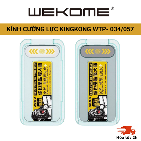 Kính cường lực KINGKONG WEKOME WTP-034 trong suốt độ cứng 9H khung tự dán, chống vỡ tốt iphone 11 12 13 14 15 16 promax