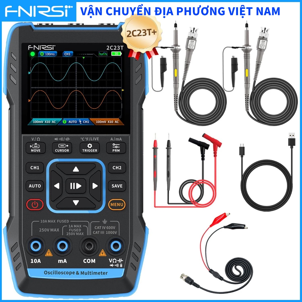FNIRSI 2C23T Handheld Digital Oscilloscope Multimeter + Function Signal Generator 2023 Latest 3IN1 D