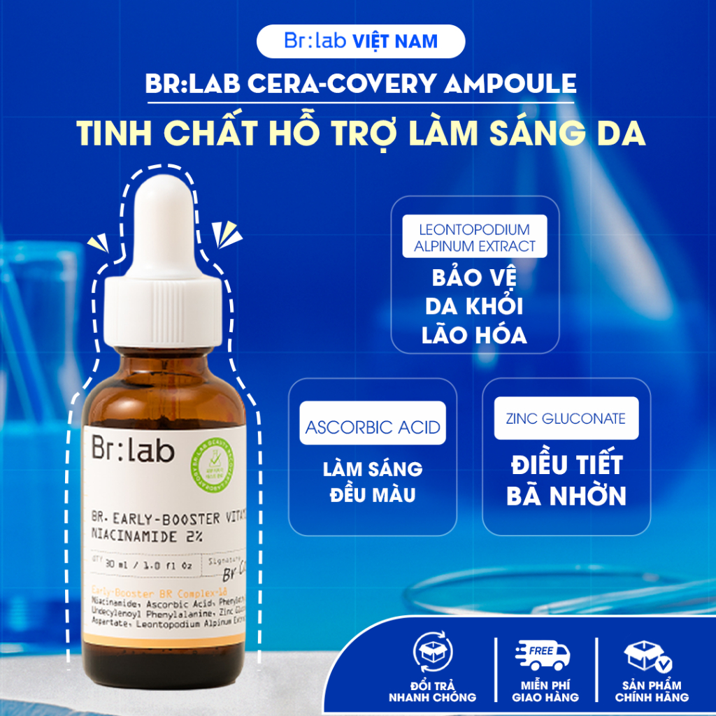 Serum Hỗ Trợ Làm Sáng Da BR:LAB Niacinamide 2% - Br:lab Early Booster Vitamin giảm thâm sạm 30ml [CẬ