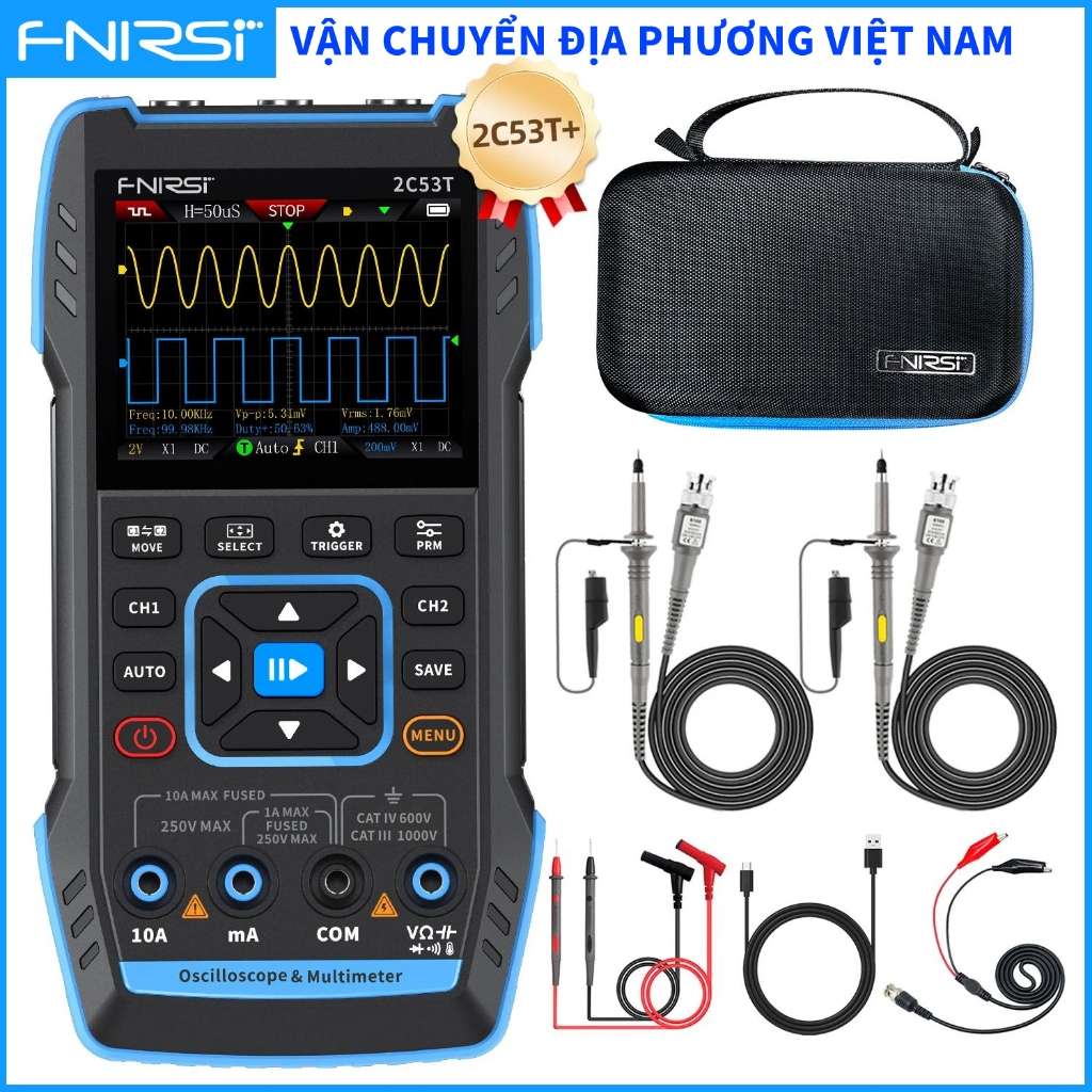 FNIRSI 2C53T 3in1 Multimeter Digital Oscilloscope Built-in DDS Function Signal Generator 2 Channel 5