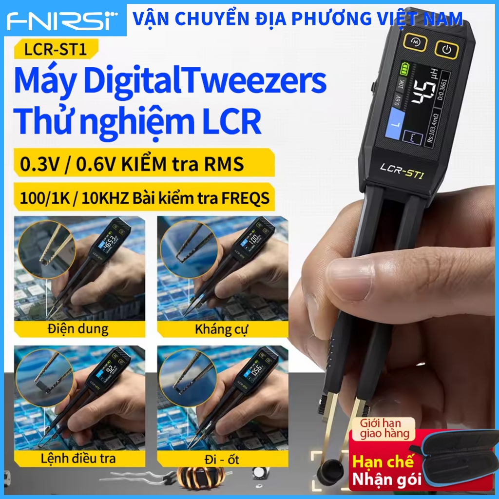 Fnirsi LCR-ST1 Nhíp thông minh Mini LCR SMD ESR Máy kiểm tra điện trở Điện dung Cảm ứng Công cụ đo k