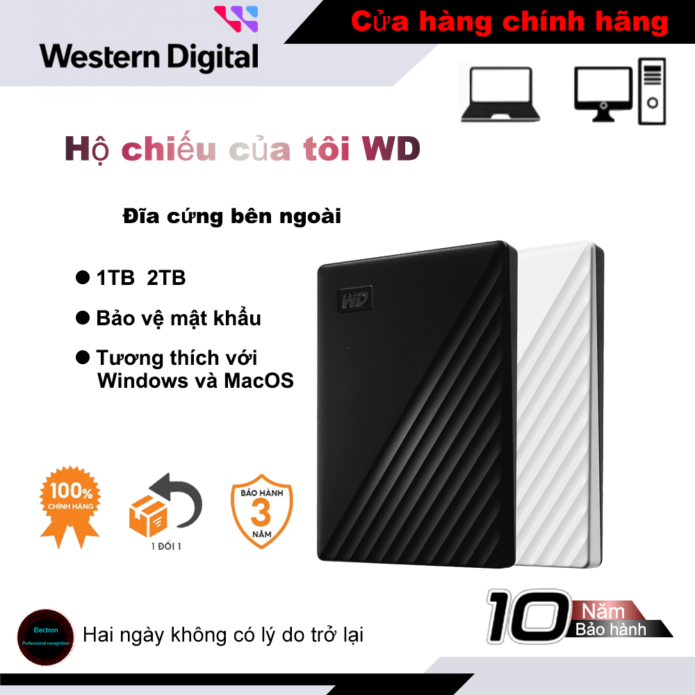 Western Digital HDD My Passport 1TB / 2TB USB 3.0 ổ cứng bên ngoài di động (bảo hành 5 năm - COD)