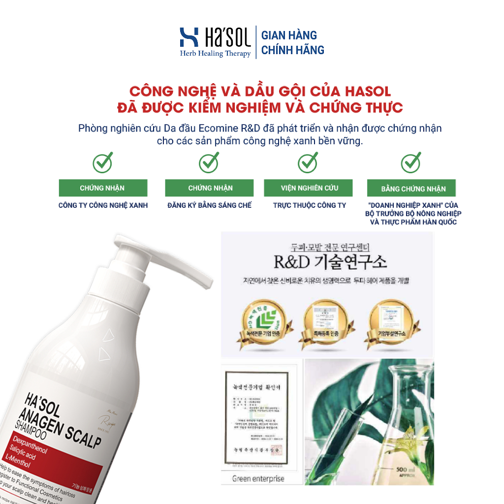 Combo Dầu Gội HASOL Hỗ Trợ Giảm Rụng và Mọc Tóc Ha'sol Anagen Scalp Shampoo 500g + Xịt Ha'sol Anagen Active Tonic100ml | BigBuy360 - bigbuy360.vn