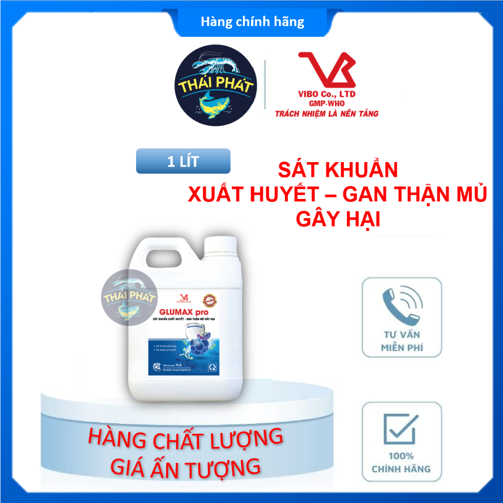 GLUMAX pro chai 1L - Diệt khuẩn gây bệnh, Sát trùng ao nuôi