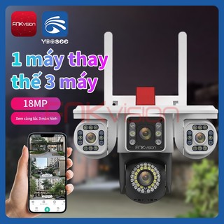   FNKvision  Camera 4 mắt 3 màn hình Yoosee 18MP xem đêm có màu Camera ngoài trời chống mưa chống nước Bảo hành 1 năm 
