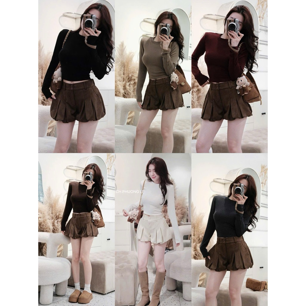 CHÂN VÁY NHUNG LỲ DÁNG BÍ FORM BỒNG QUẦN GIẢ VÁY NHUNG LỲ DÁNG BÍ STYLE KOREA - DÀNH CHO NỮ | BigBuy360 - bigbuy360.vn