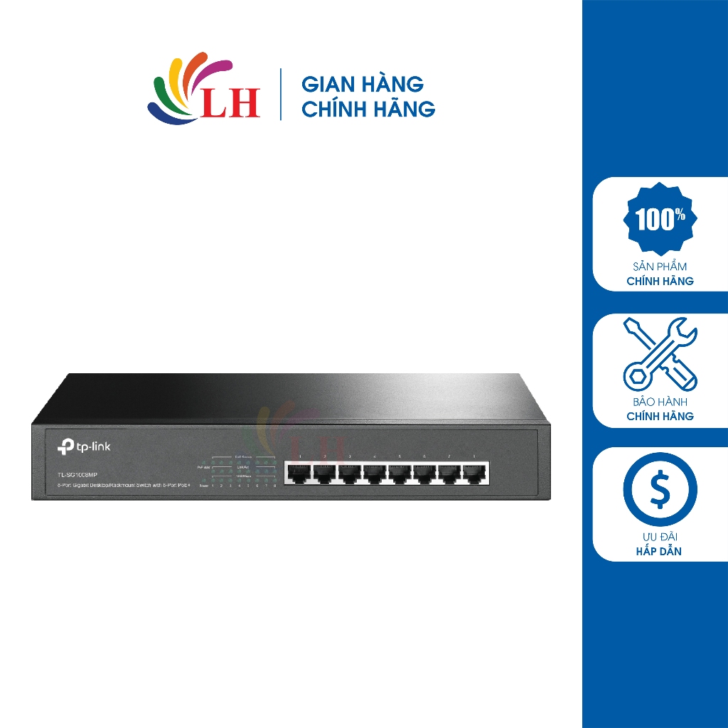 Switch TP-Link 8-Port PoE+ with 8-Port Gigabit Desktop TL-SG1008MP - Hàng chính hãng