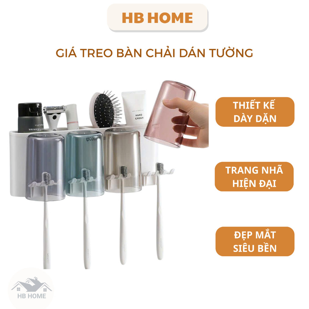 Kệ Để Bàn Chải Ecoco Dán Tường Giá Treo Bàn Chải Đồ Dùng Nhà Tắm Gia Dụng HB Home