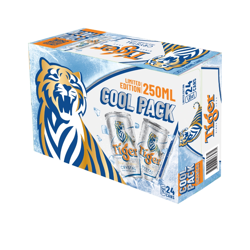 Thùng 24 lon bia Tiger Crystal Coolpack 250ml
