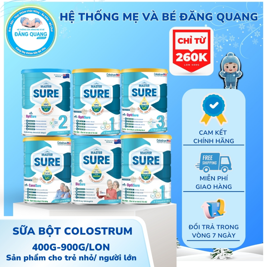 Master Sure Sữa bột colustrum cho trẻ em và người lớn 400G-900G/LON Bổ sung Canxi & Vitamin D3/MK7 G