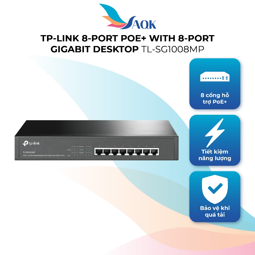 Switch TP-Link 8-Port PoE+ with 8-Port Gigabit Desktop TL-SG1008MP - Hàng chính hãng
