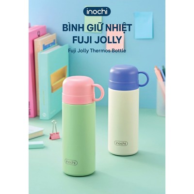[KHẮC TÊN] Bình Giữ Nhiệt Inochi FUJI JOLLY Thép Không Gỉ 316 Cao Cấp. Kết Cấu 2 Nắp Thông Minh