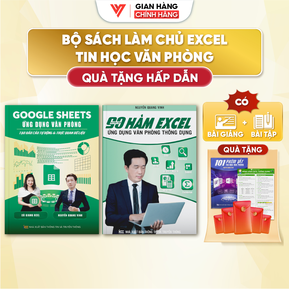 Combo 2 Sách Google Sheets Và 90 Hàm Excel Thông Dụng Tặng Video Bài Giảng Thầy Nguyễn Quang Vinh