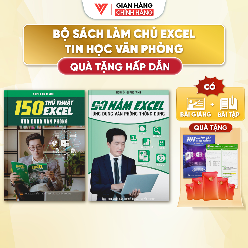 Combo 2 Sách 150 Thủ Thuật Excel Và 90 Hàm Excel Ứng Dụng Văn Phòng Thầy Nguyễn Quang Vinh