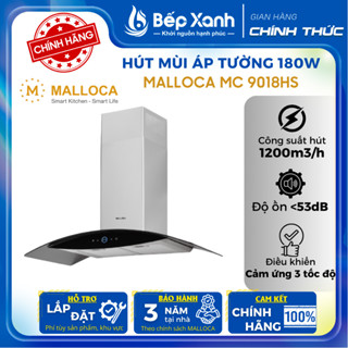 [CHÍNH HÃNG] Máy Hút Mùi Malloca MC 9018HS - Công Suất Hút 1200 m3/h - Ngang 89.5cm - Bảo Hành 3 Năm