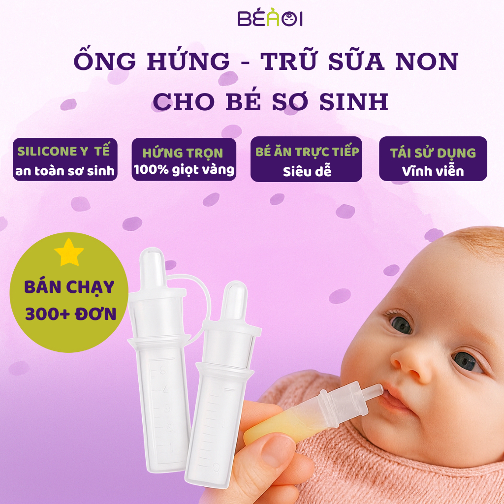 2 Ống trữ sữa non silicone cao cấp BÉÀOI, Cốc hứng sữa non, Bình hứng sữa non